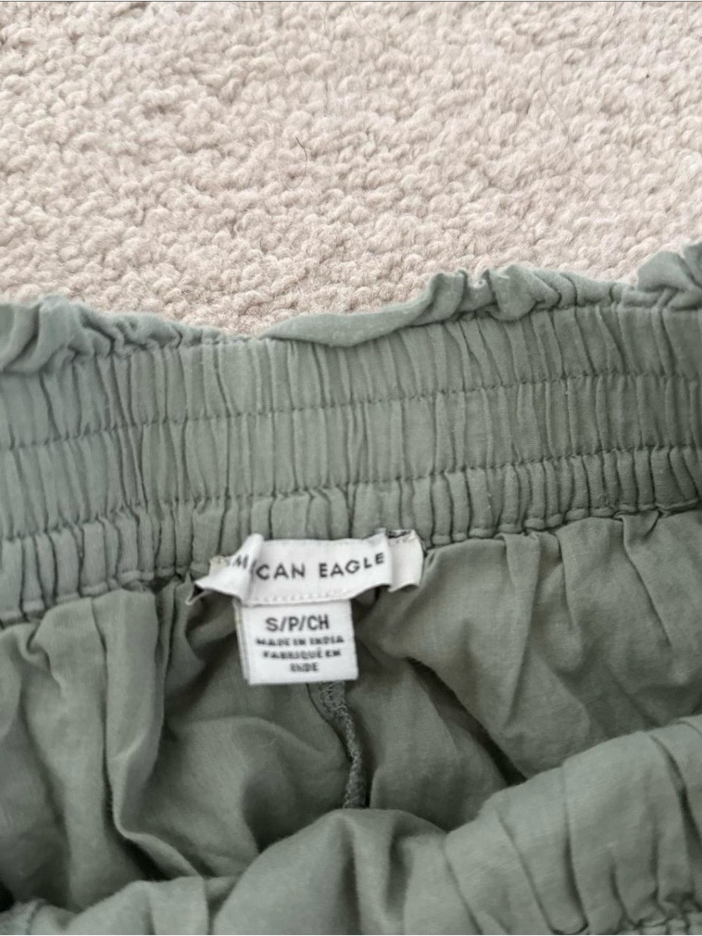 American Eagle Outfitters Sage Green Smocked Waist Mini Skort - Picture 4 of 5